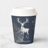 Ivoorrendier Kerstmis | Blauw Papieren Bekers (Voorkant)