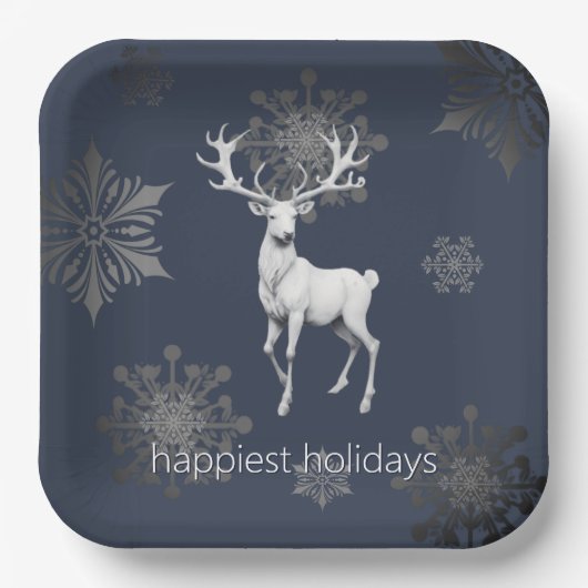 Ivoorrendier Kerstmis | Blauw Papieren Bordje (Voorkant)