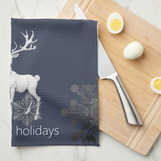 Ivoorrendier Kerstmis | Blauw Theedoek (Quarter Fold)