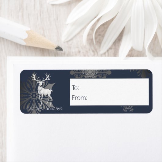 Ivoorrendier Kerstmis | Blue Gift Etiket (Insitu)