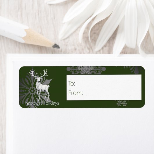 Ivoorrendier Kerstmis | Groen cadeau Etiket (Insitu)