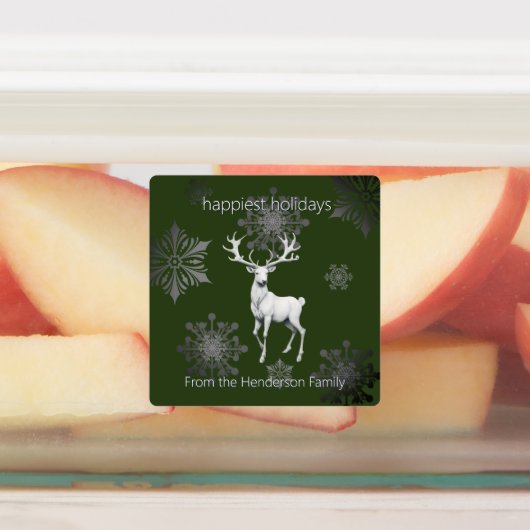 Ivoorrendier Kerstmis | Groen gepersonaliseerd Labels (Aangebracht)