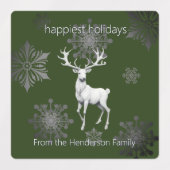 Ivoorrendier Kerstmis | Groen gepersonaliseerd Labels (Design 1)
