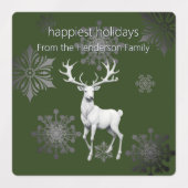 Ivoorrendier Kerstmis | Groen gepersonaliseerd Labels (Design 2)