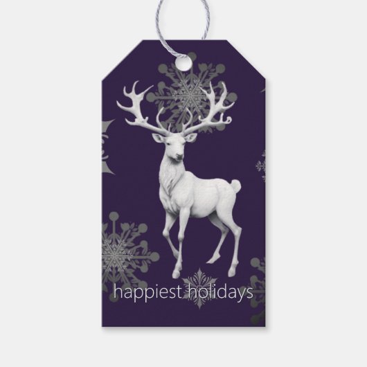 Ivoorrendier Kerstmis | Paars Cadeaulabel (Voorkant)