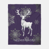 Ivoorrendier Kerstmis | Paars Fleece Deken (Voorkant)