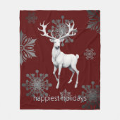 Ivoorrendier Kerstmis | Red Fleece Deken (Voorkant)
