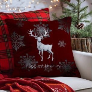 Ivoorrendier Kerstmis   Red Kussen