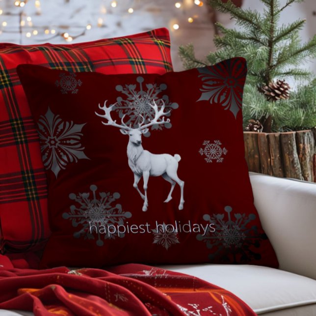 Ivoorrendier Kerstmis | Red Kussen (Red Ivory Reindeer Christmas Throw Pillow)