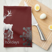 Ivoorrendier Kerstmis | Red Theedoek (Quarter Fold)
