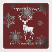 Ivoorrendier Kerstmis | Rood gepersonaliseerd Labels (Design 1)