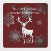 Ivoorrendier Kerstmis | Rood gepersonaliseerd Labels (Design 2)