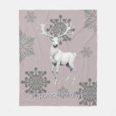 Ivoorrendier Kerstmis | Roze Fleece Deken (Voorkant)