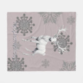 Ivoorrendier Kerstmis | Roze Fleece Deken (Voorkant (Horizontaal))