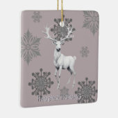 Ivoorrendier Kerstmis | Roze foto Keramisch Ornament (Rechts)