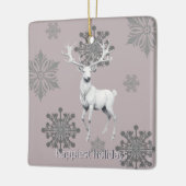 Ivoorrendier Kerstmis | Roze foto Keramisch Ornament (Links)