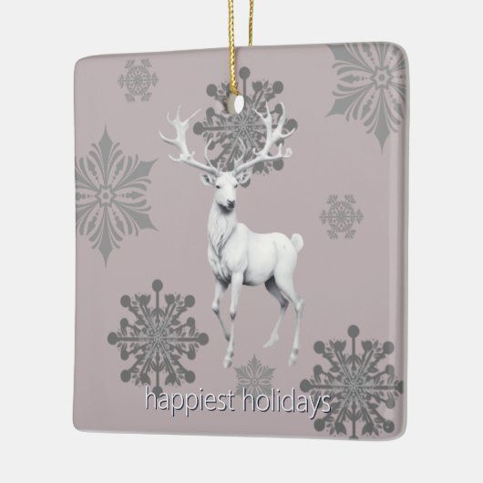 Ivoorrendier Kerstmis | Roze foto Keramisch Ornament (Links)