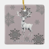 Ivoorrendier Kerstmis | Roze foto Keramisch Ornament (Voorkant)