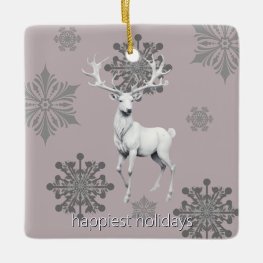 Ivoorrendier Kerstmis | Roze foto Keramisch Ornament (Voorkant)