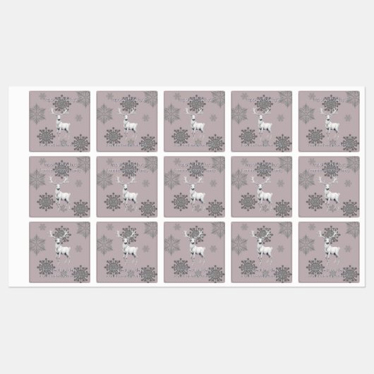 Ivoorrendier Kerstmis | Roze gepersonaliseerd Labels (Vel)