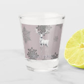 Ivoorrendier Kerstmis | Roze Shot Glas (Voorkant)