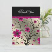 Ivoorroze bloemendank u bedankkaart (Staand voorkant)