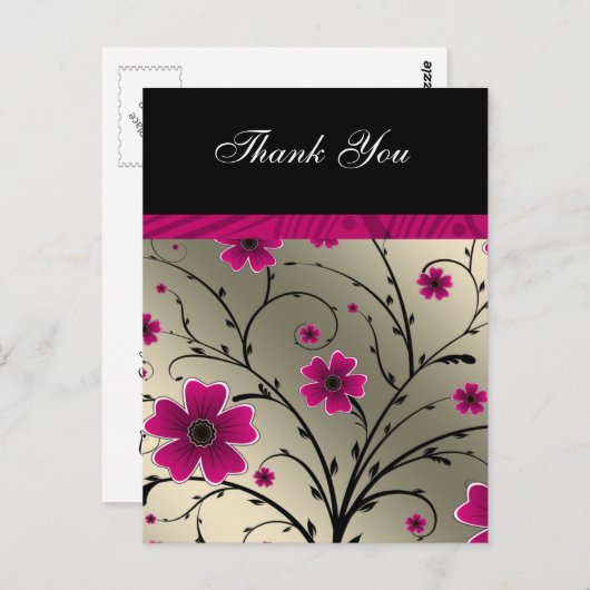 Ivoorroze bloemendank u briefkaart (Voorkant / Achterkant)