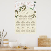 ivoorroze blush florale trouwzittingskaart poster (Keuken)