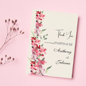 Ivoorroze bordeauxrood mint groen bloemenDank U Kaart