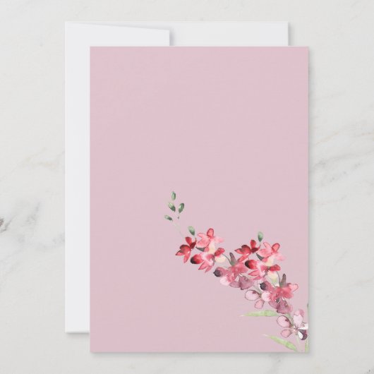 Ivoorroze bordeauxrood mint groen bloemenDank U Kaart (Achterkant)