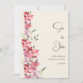 Ivoorroze bordeauxrood muntbloemen Save the Date Kaart (Voorkant)