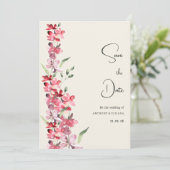 Ivoorroze bordeauxrood muntbloemen Save the Date Kaart (Staand voorkant)