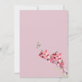 Ivoorroze bordeauxrood muntbloemen Save the Date Kaart (Achterkant)