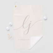 Ivoorroze Modern Script Monogram Naam Elegant Golfhanddoek (Insitu)