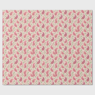 Ivoorroze paisley-vieringspapier cadeaupapier