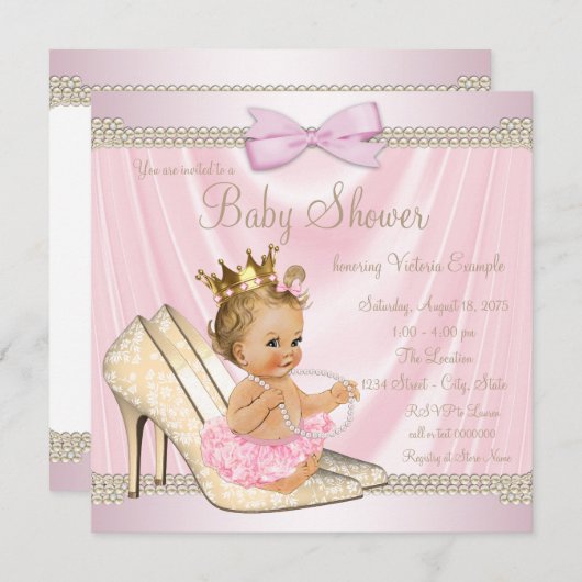 Ivoorroze Pearl High Heel Baby shower Kaart (Voorkant / Achterkant)