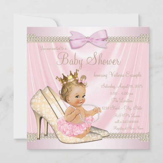 Ivoorroze Pearl High Heel Baby shower Kaart (Voorkant)