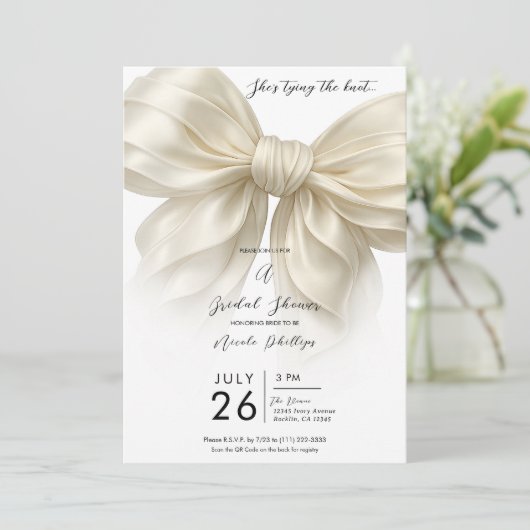 Ivoorruffle strik die het knoop Vrijgezellenfeest  Kaart (Staand voorkant)