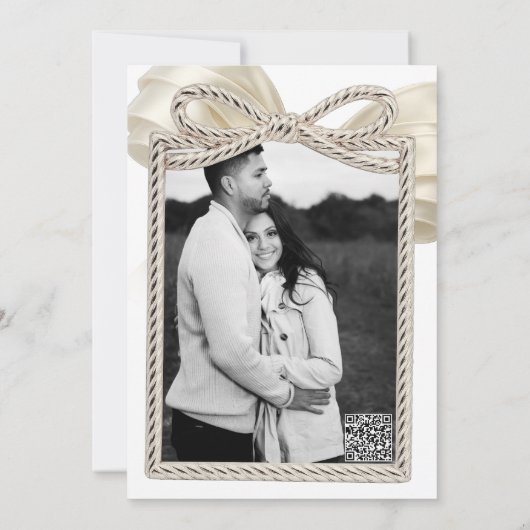 Ivoorruffle strik die het knoop Vrijgezellenfeest  Kaart (Achterkant)