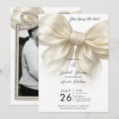 Ivoorruffle strik die het knoop Vrijgezellenfeest  Kaart (Voorkant / Achterkant)