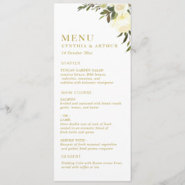 ivoorse waterverf floral greenery bruiloft menu