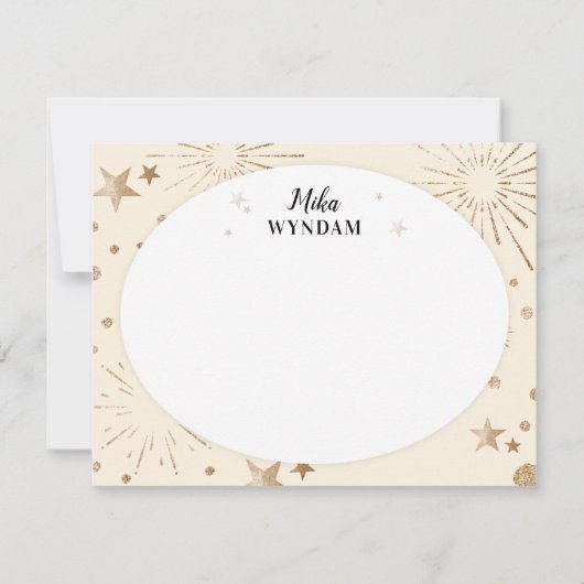 Ivoorsterren en vuurwerk notitiekaartje (Voorkant)