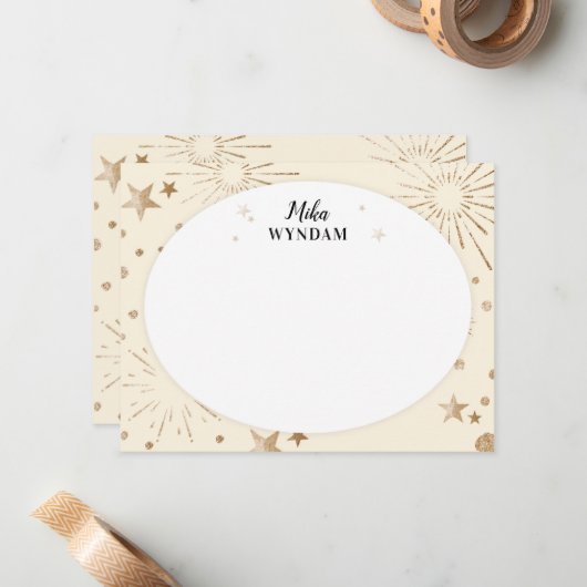 Ivoorsterren en vuurwerk notitiekaartje (Voorkant / Achterkant in situ)