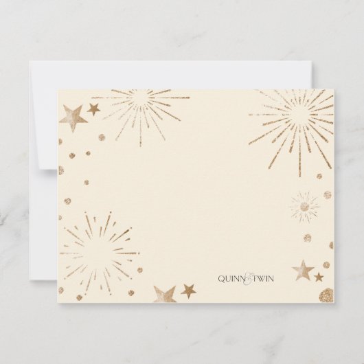 Ivoorsterren en vuurwerk notitiekaartje (Achterkant)