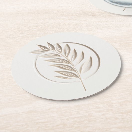Ivoortakembleem Ronde Kartonnen Onderzetter (Gebogen)
