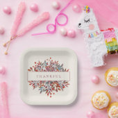 Ivoorwijn bessen & bladeren  botanische papieren bordje (Feest)