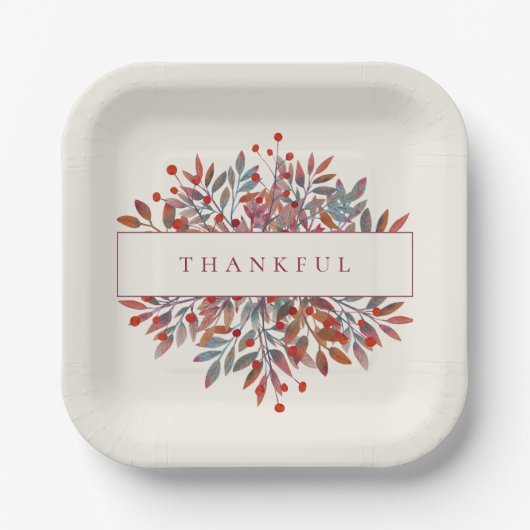 Ivoorwijn bessen & bladeren  botanische papieren bordje (Voorkant)