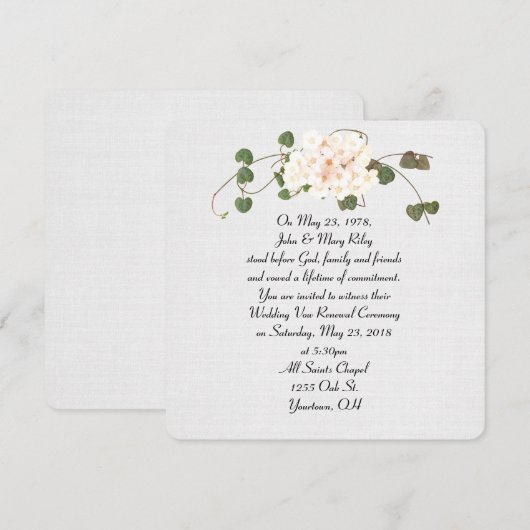 ivoorwijn en bloembouquet op textuurlinnen kaart (Voorkant / Achterkant)