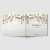 Ivoorwit Bloemen Goud Bladeren Gastenboek (Volledig)
