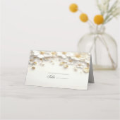 Ivoorwit Bloemen Goud Bladeren Place Card Plaatskaartje (Voorkant)